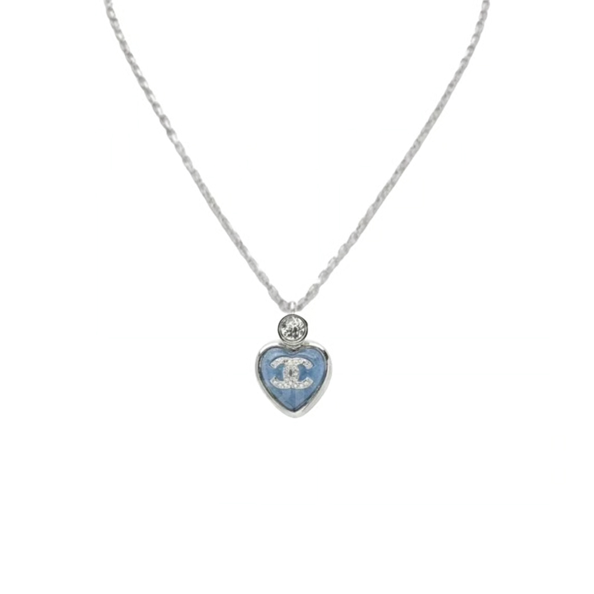 CHANEL BLUE HEART NECKLACE ABF505
